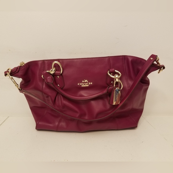 NWOT Coach Colette Smooth Leather Satchel  Straps Fuschia Dustbag - Picture 1 of 15